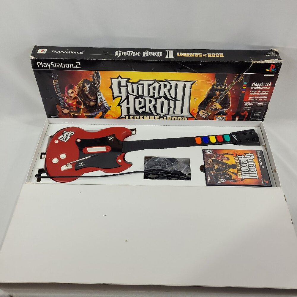 Sony Playstation 2 PS2 Guitar Hero III Legends of Rock Wired Guitar & Game Set